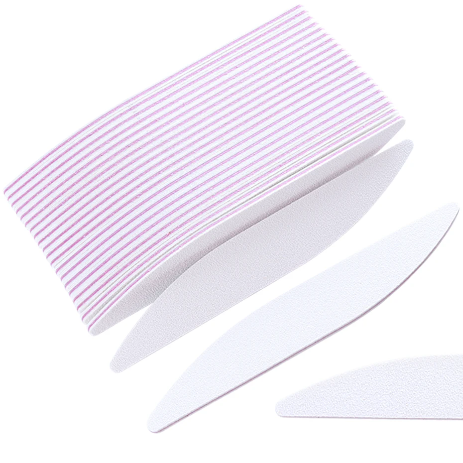 

5pcs Nail File 100/180 White Crescent Moon Sandpaper Nail Sanding Buffer Block For Manicure UV Gel Polish Varnish Tools SAA25