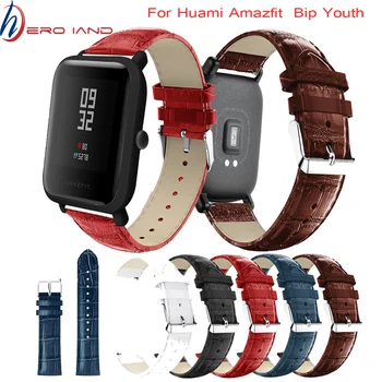 

20mm Leather Watchband Strap with Metal Buckle For Xiaomi Huami Amazfit Bip BIT Lite Youth Smart Watch Wearable Wrist Bracelet
