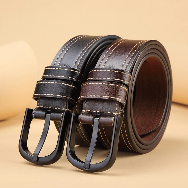 WESTERN AUSPICIOUS Belt Genuine Leather Belt Men With Alloy Buckle Belt ...