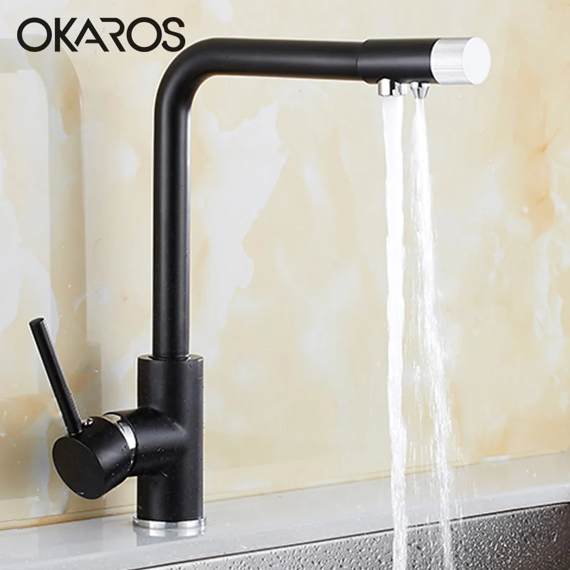 

OKAROS Kitchen Faucet Water Purifier Faucet Dual Sprayer 360 Degree Rotation Drinking Water Tap Vessel Sink Mixer Tap Torneira