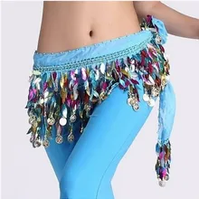 Стиль костюмы для танца живота шифон листья золотые монеты танец живота хип-шарф для женщин пояса для танца живота