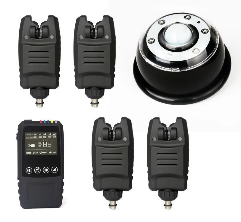 

Free Shipping Waterproof Wireless 4*Bite Alarms +1*Receiver+1*lamp light receiver for Carp Fishing
