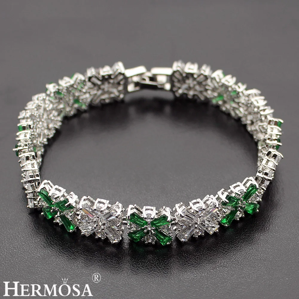 

Hermosa Jewelry Shiny Green Peridot 925 Sterling Silver Bracelet 7" 17cm