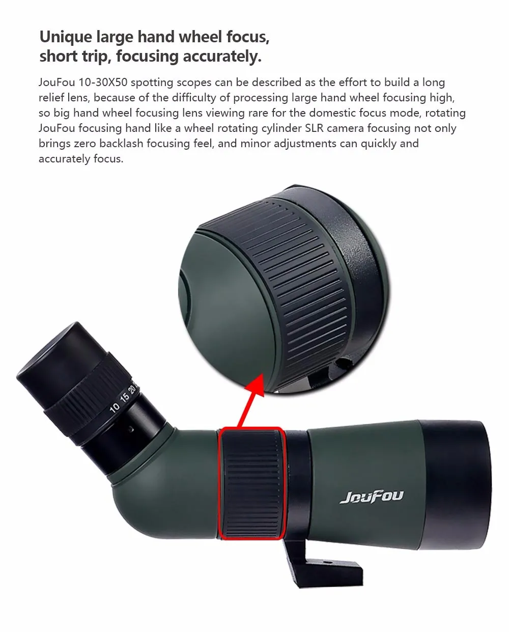 JouFou 10-30X50 Zoom Monocular HD Spotting Scope Waterproof Shooting Optical wide-angle design Birdwatching Telescope (7)