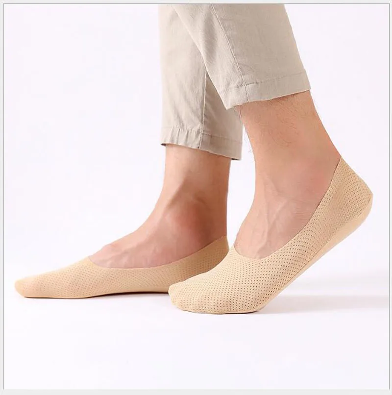 Мужские носки-подследники, ультратонкие шелковые невидимые носки, цельные неглубокие носки