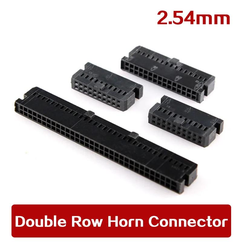 

100PCS 2.54mm Dupont Connector 2.54mm Double Row Plastic Shell Plug 10P 14P 16P 20P 24P 26P 30P 34P 40P 64P