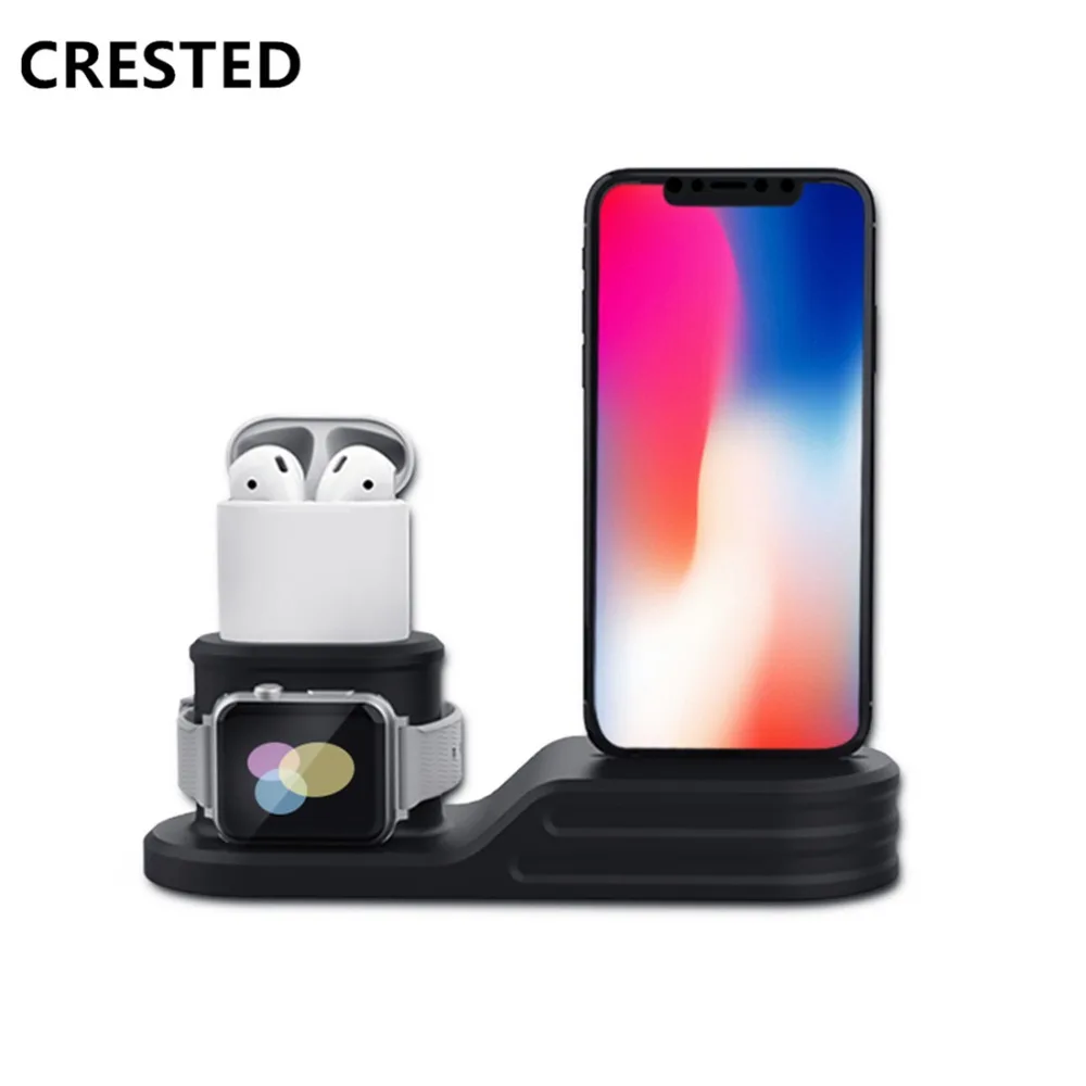 EIMO 3 в 1 Аксессуары для часов для Apple watch band Airpods 1:1 Iphone X Iphone 8 Iphone 7 Iphone 6 силиконовая подставка для зарядного устройства iwatch