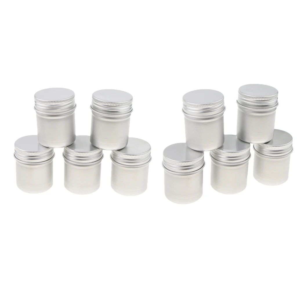 50 ml Silver Aluminum Lip Balm Tin Storage Jar Containers with Screw Cap for Cosmetic, Candles, Wax or Tea ( Pack of 10 )