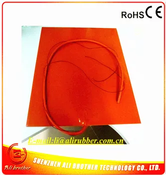 

400*500*1.5mm Silicone Rubber 3D Printer Heater 110V 600w adhesive1side 100k thermistor1000mm lead wire come out from short side