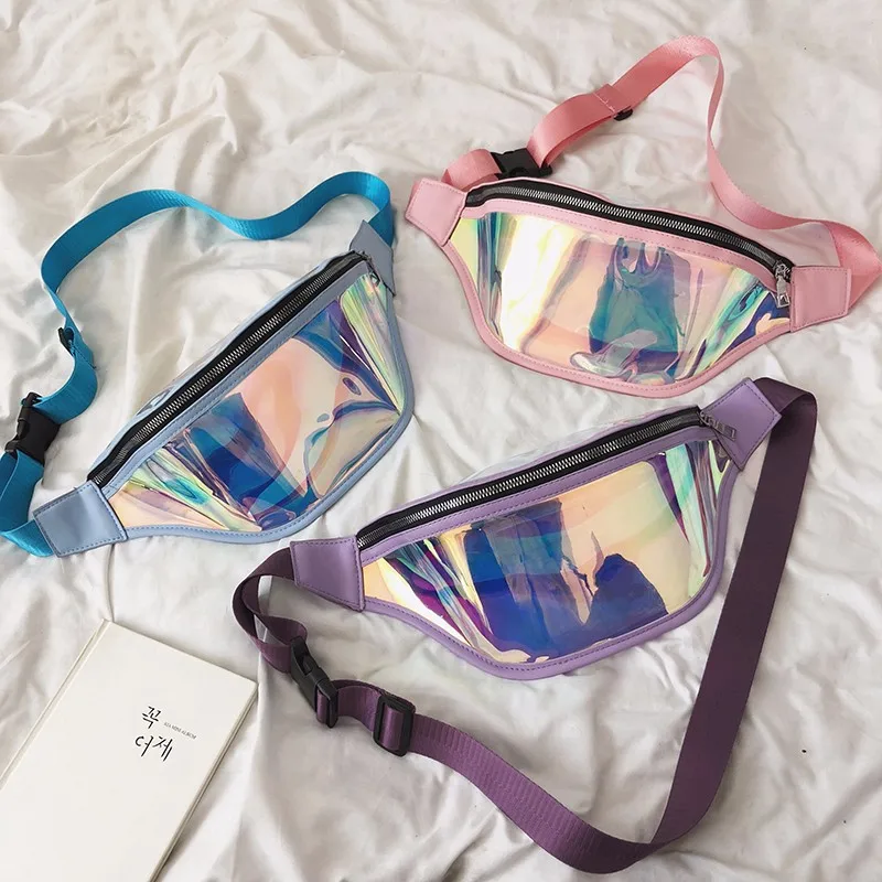 

WANGKA korean waist bag waterproof fanny pack waist bag belt pink chest bag for women 2019 casual PVC waist bag women unisex