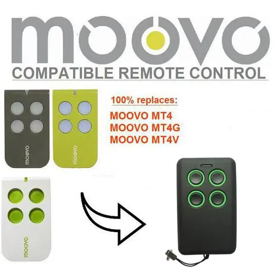 

Moovo MT4,MT4G,MT4V Self Learning Replacement Cloning Remote Control garage door free shipping