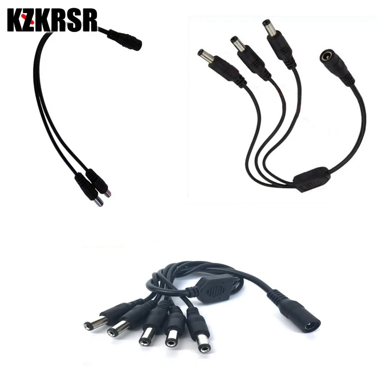 

KZKRSR CCTV Security Camera 1 DC Female To 2/3/4/5/6/8 Male Plug Power Cord Adapter Connector Cable Splitter for LED Strip light