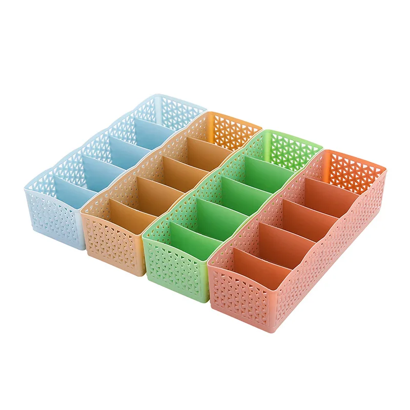 

FASOTY 5 Grids Storage Basket Wardrobe Organizer Cosmetic Storage Box For Socks Underwear Tie Plastic Container Makeup Organizer