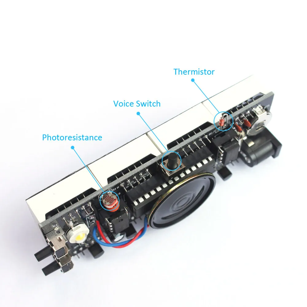 Компактный 4-разрядный цифровой светодиодный говорящие часы DIY Kit светильник Управление Температура даты и времени Дисплей прозрачный чехол