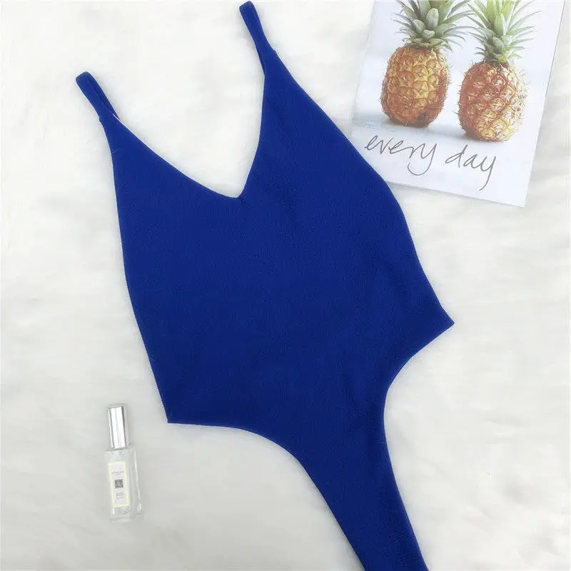 Sexy Backless Womens Bandage One Piece V Neck Swimsuit Swimwear