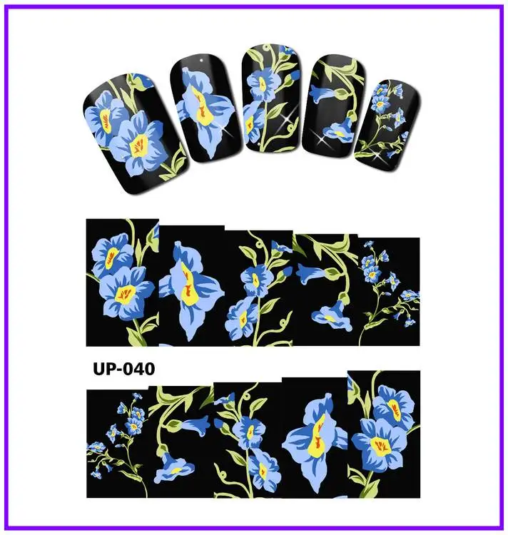 12 упак./лот переводка NAIL ART наклейки на ногти слайдер полное покрытие синий фиолетовый цветок тюльпана JACARANDA UP37-48
