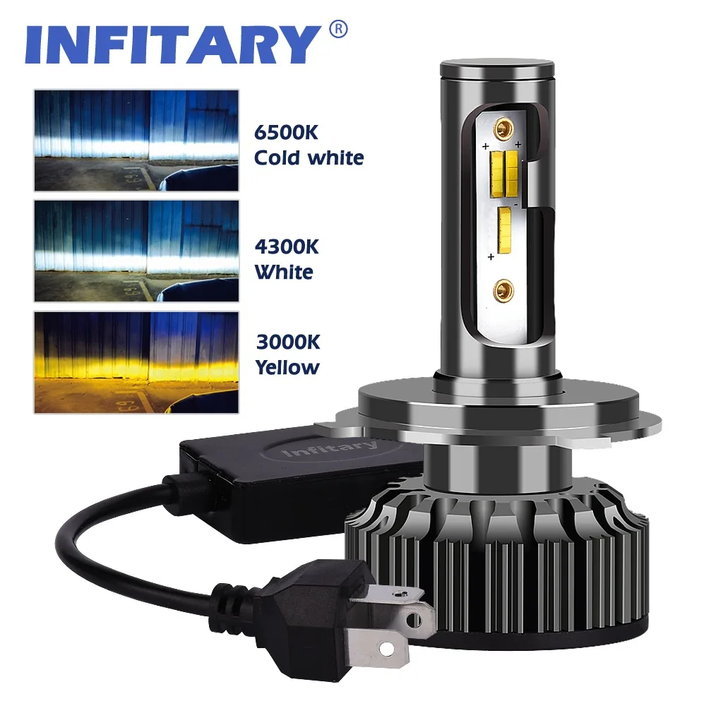 

Infitary H7 Led H4 LED H1 H3 H8 H11 9005 9006 HB4 9007 3000K 4300K 6500K 72W 8000LM Car Light Auto Headlight with ZES Chips