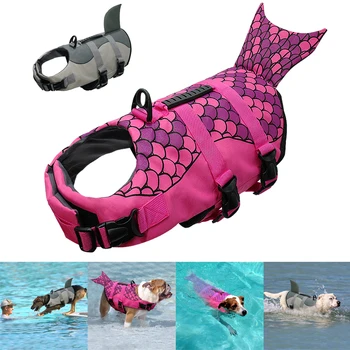 

Dog Life Vest Jacket Shark Mermaid Shape Dog Surfing Clothes Safety Swimming Vest Swimwear for Medium Large Dog Pet S/M/L