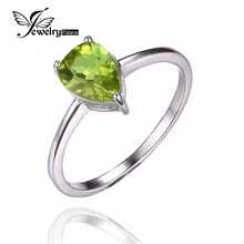 JewelryPalace Pera 1.3ct Peridoto Verde Natural Piedra Solitario Anillo de Plata de Ley 925 Nueva Marca de Joyería de Moda Promoción