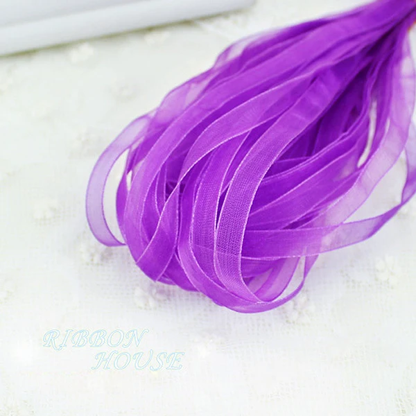 

(20 meters) 1/4'' (6mm) Purple Organza ribbons Wholesale wedding gift wrapping Christmas ribbons