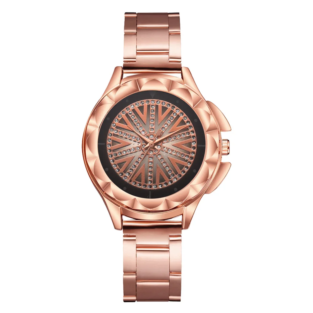 

Korean Fashion Noble Rose Gold Watch Ladies Quartz Watch Stainless Steel Watchband Trend Rhinestone Watch Womens Watch