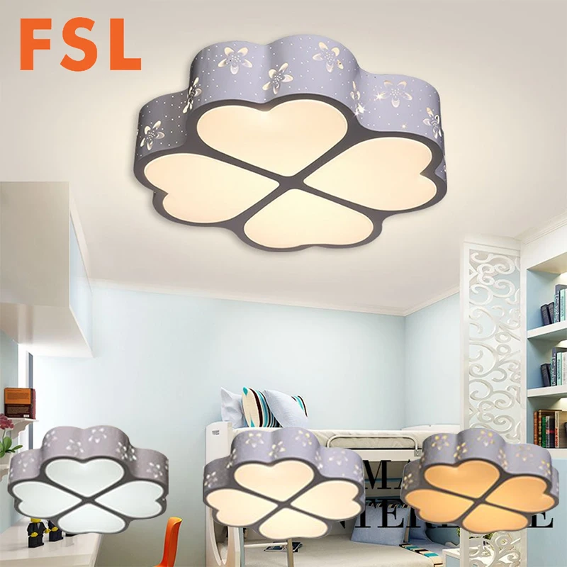 

FSL Flower Hollow Design LED Ceiling Light 3 Stage Dimmable Bedroom Clover Lamp Super Bright for Children Room Bedroom 24W/36W