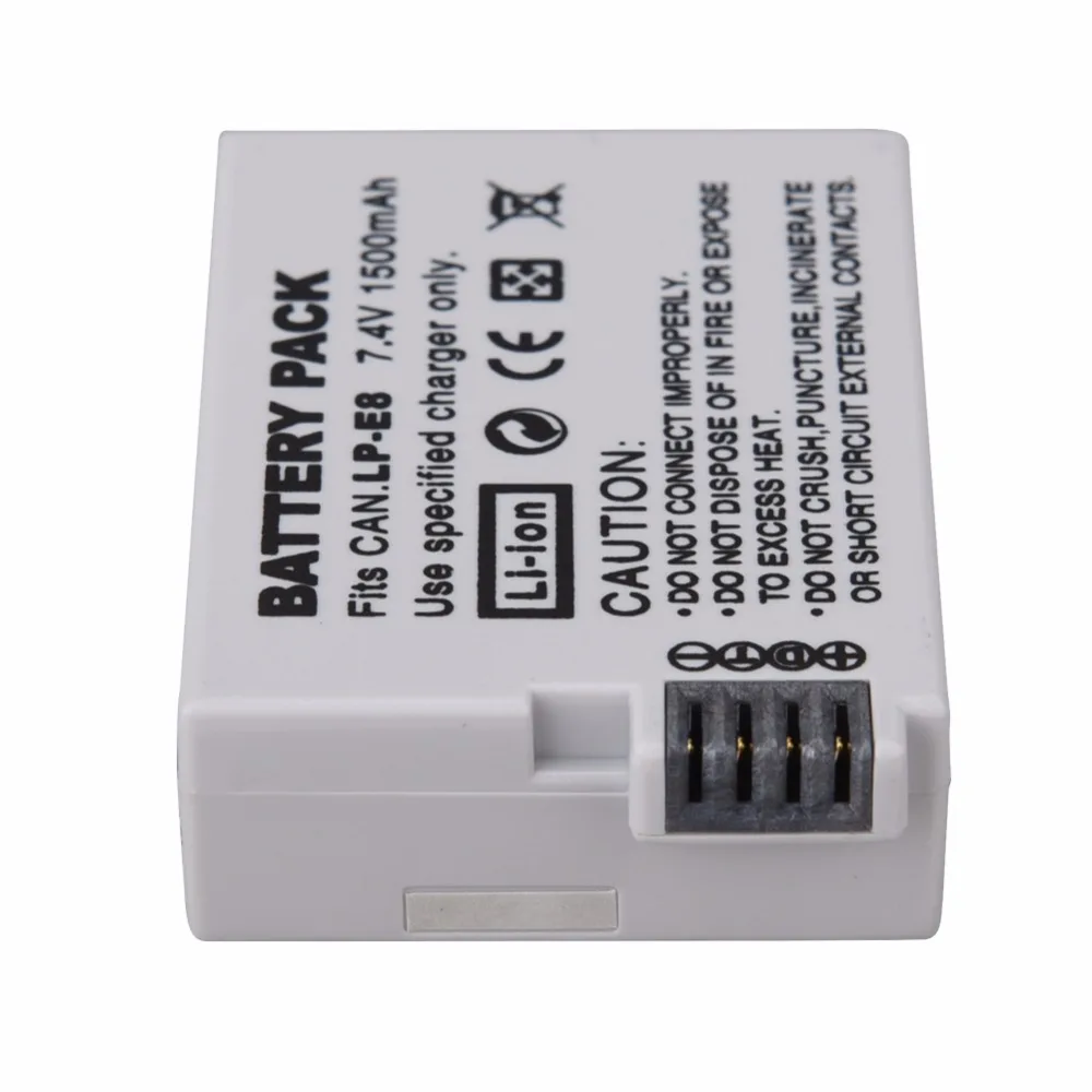 1pc 7.4V 1500mah LP-E8 LP E8 LPE8 Digital Camera Battery For Canon EOS 600D 650D 550D 700D T4i T5i Rebel T2i Bateria