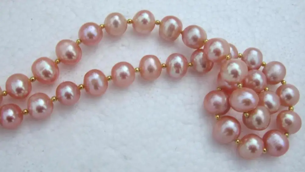 

18 INCH NATURAL SOUTH SEA 9-10MM PINK PEARL NECKLACE 925silver GOLD CLASP