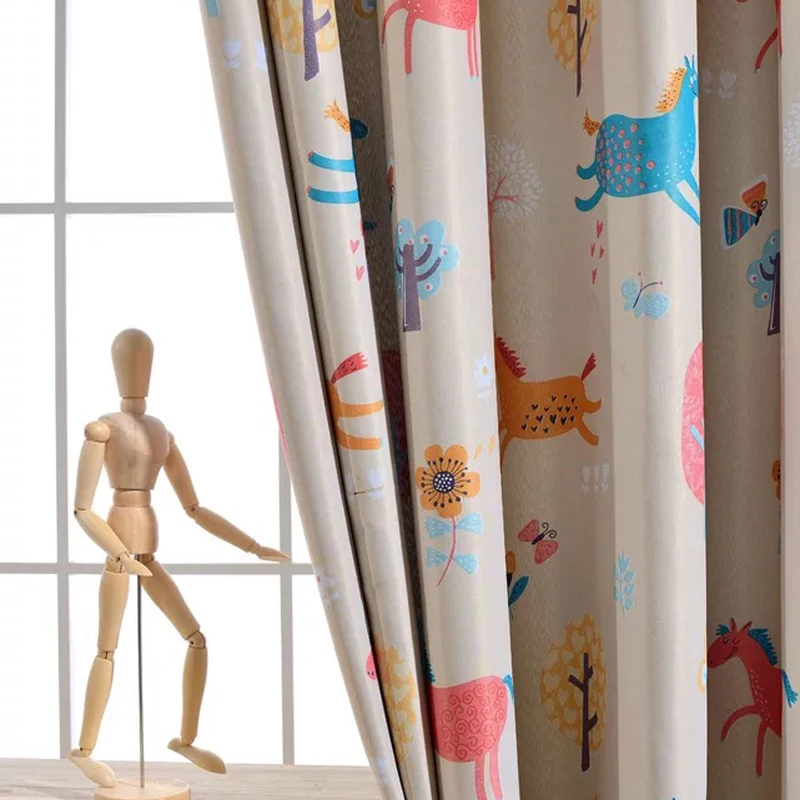 

Cute Blackout Curtains For Living Room Curtains for Children Boys Girls Animated Cartoon Window Drapes