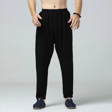 Лидер продаж, однотонные весенне-летние мужские льняные штаны брюки большого размера, повседневные мужские спортивные штаны, размер M-6XL