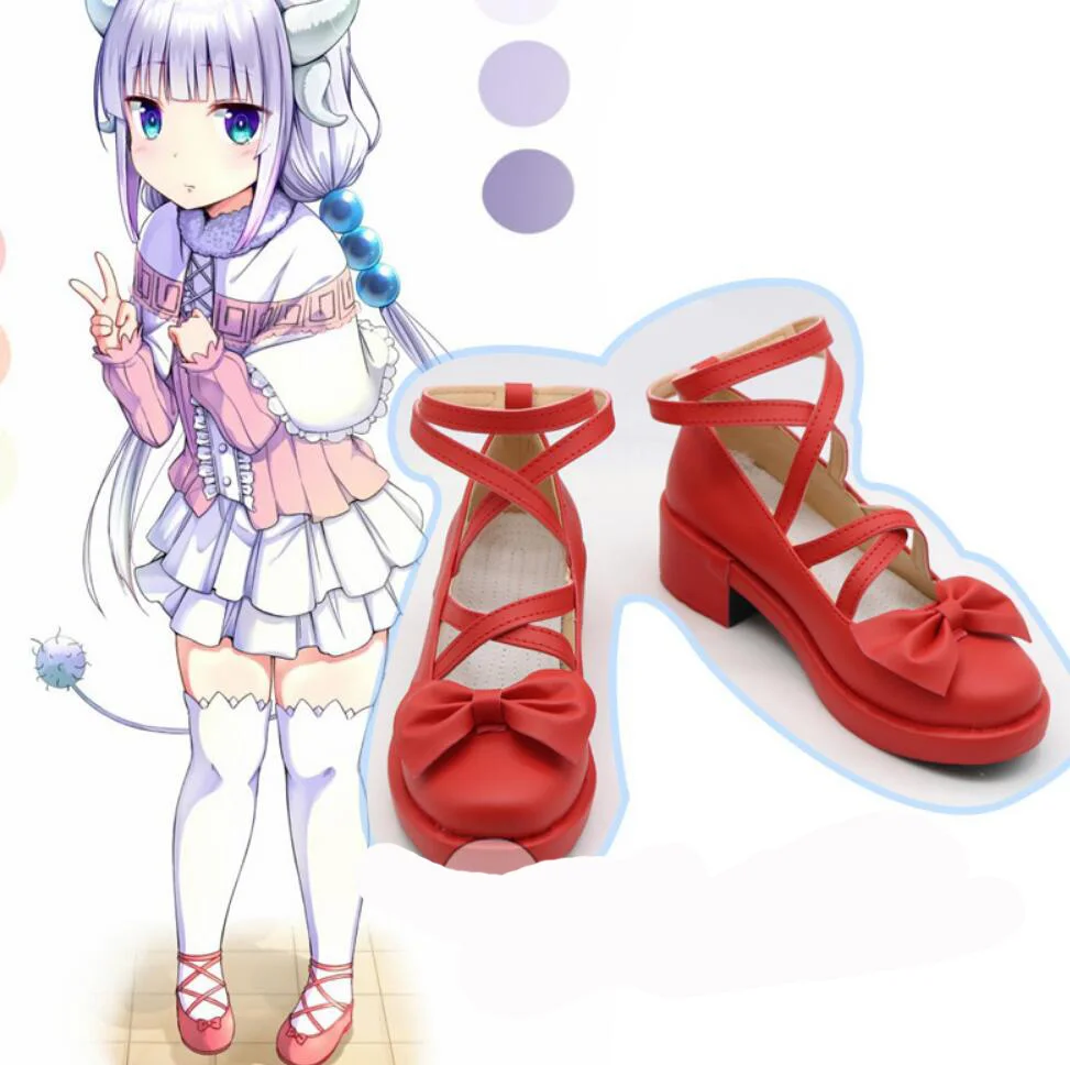 

Kobayashi-san Chi No Maid Dragon Tohru girls Sign Red Shoes Cosplay punk lolita Shoes boots Custom