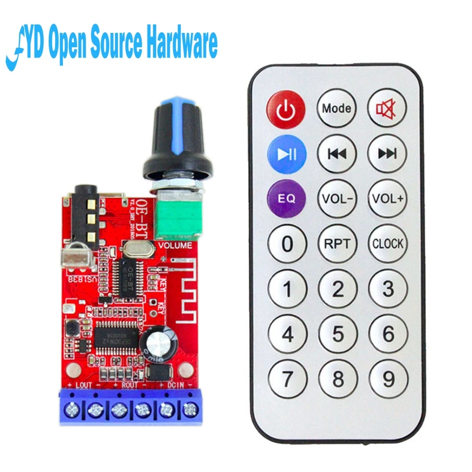 

1pcs OE-BT full function Bluetooth power amplifier board Digital module Remote MP3 decoding audio receiver