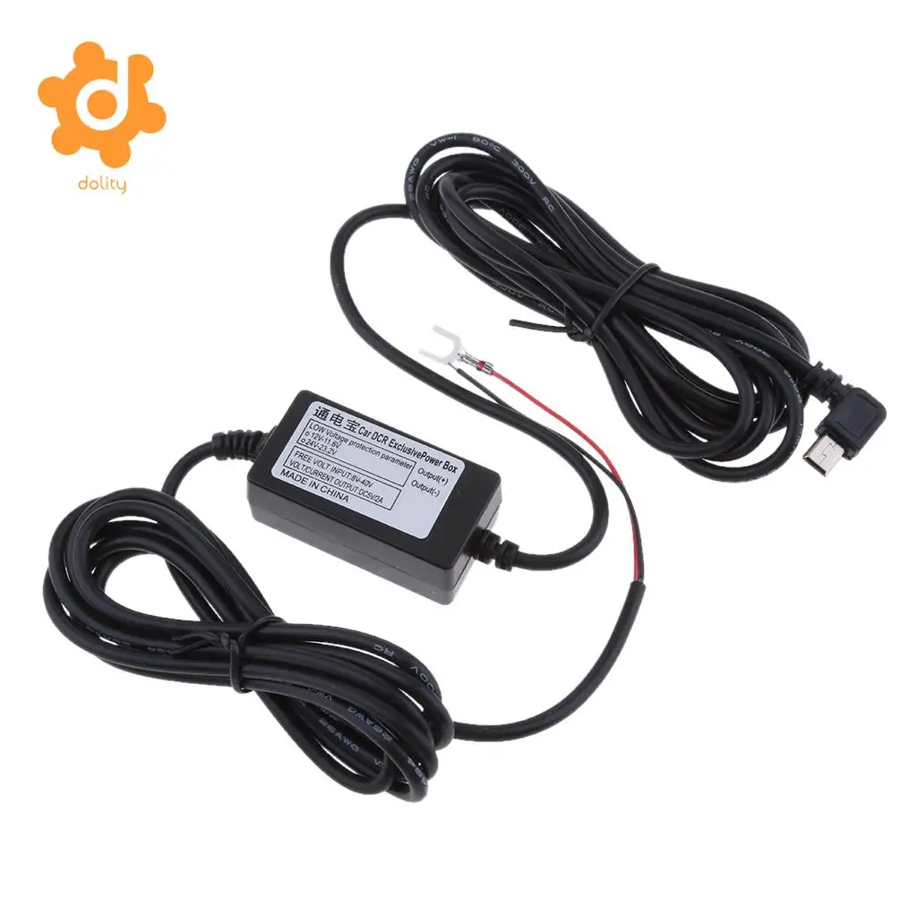 Car Dash Cam Hardwire Kits 8/36V to 5V 3A Mini USB Left Bend Adapter Cable