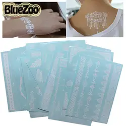 BlueZoo 2016 Новый 1 Лист/пакет Модные Временные Арабский Татуировки Белое Кружево Наклейки Tattos Хны Колье Бабочка Поддельные Татуировки
