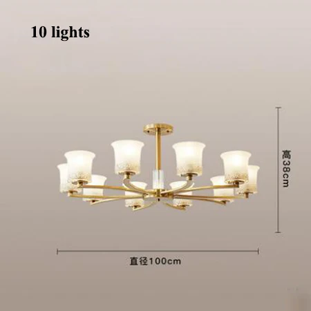 10 lights Современные золотые металлические светодиодные люстры освещение гостиная резное стекло Led подвесная люстра спальня крепеж для подвесных светильников - Цвет абажура: 10 lights