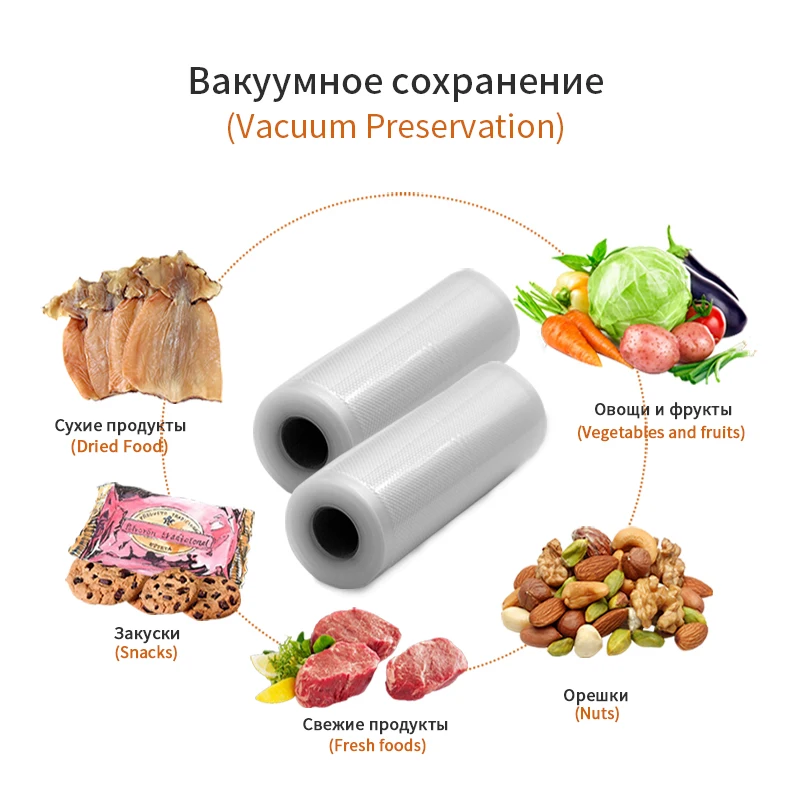 TINTON LIFE 25cm*500cm 2 Rolls/set Vacuum Sealer Storage Bags Grade for Sous Vide and Foodsaver