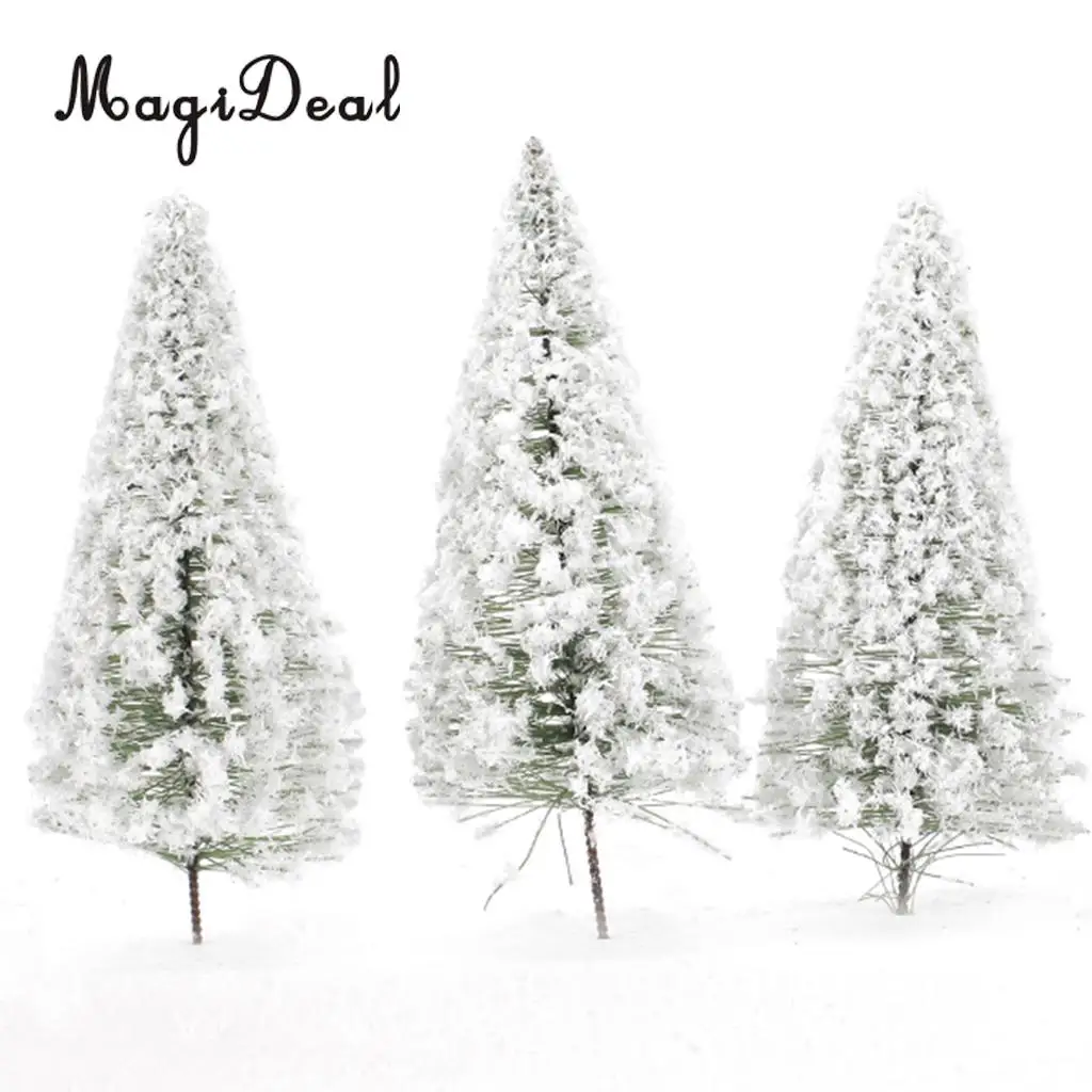 10Pcs/Pack 1/75 White Scenery Landscape Model Cedar Trees for Model Train Track Building Props Scenery 12cm