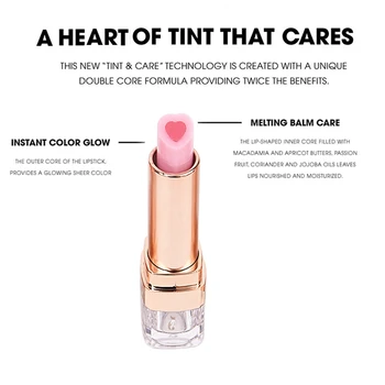 

Tint-In-Balm tint & care' technology in the hybrid lipstick a heart of tint that cares