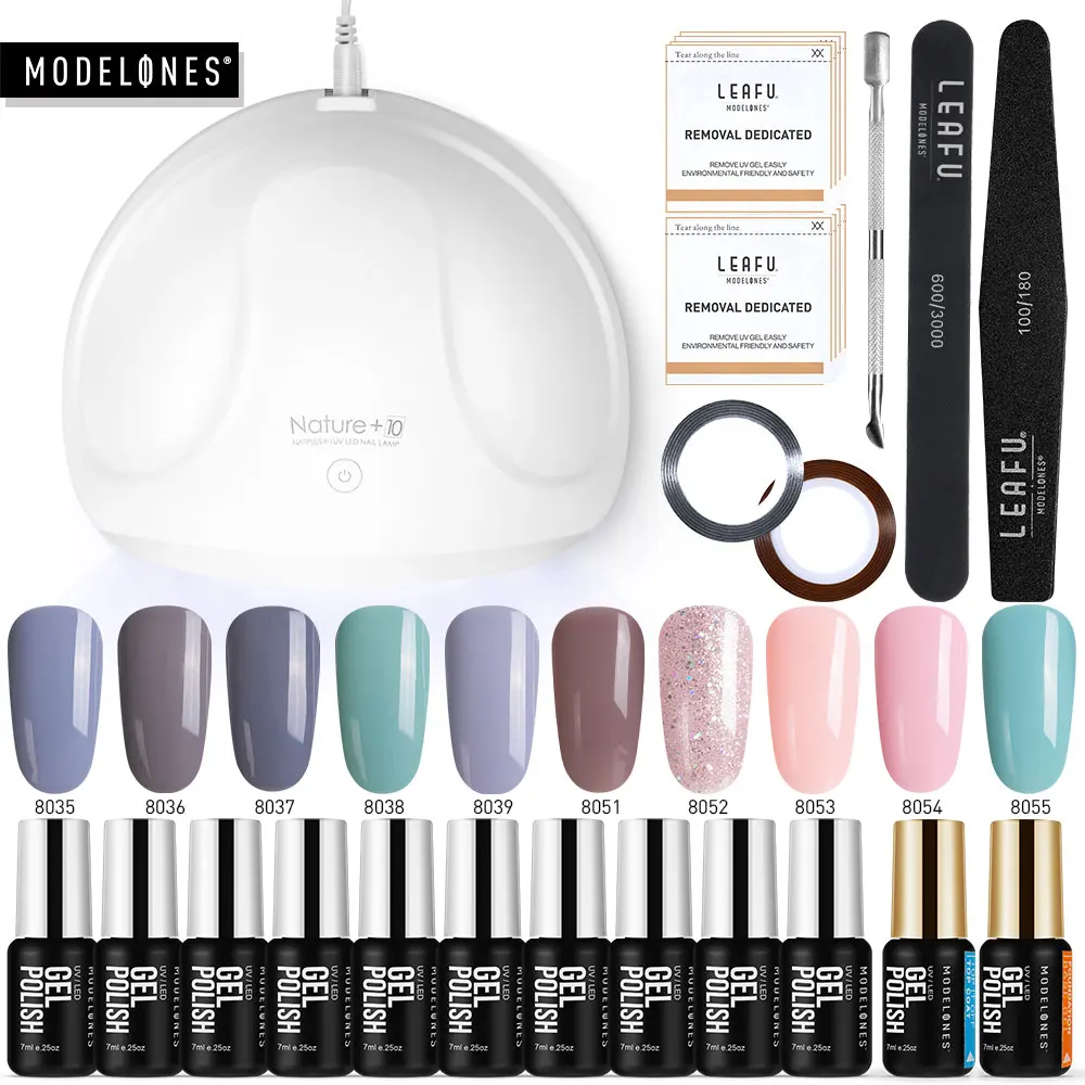 Modelones 24 шт./лот 24 Вт УФ лампа для лечения Ногтей Гель-лак набор станков длительного действия Базовое покрытие верхнее покрытие в наборе Гибридный Гель-лак