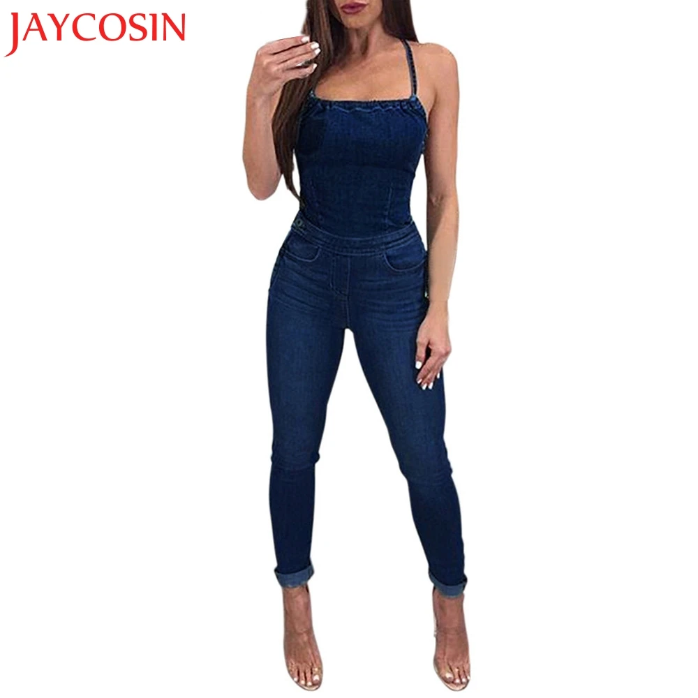 Women's Fashion Sexy Waist Slim Fit Jeans Jumpsuit Long Rompers Y783in