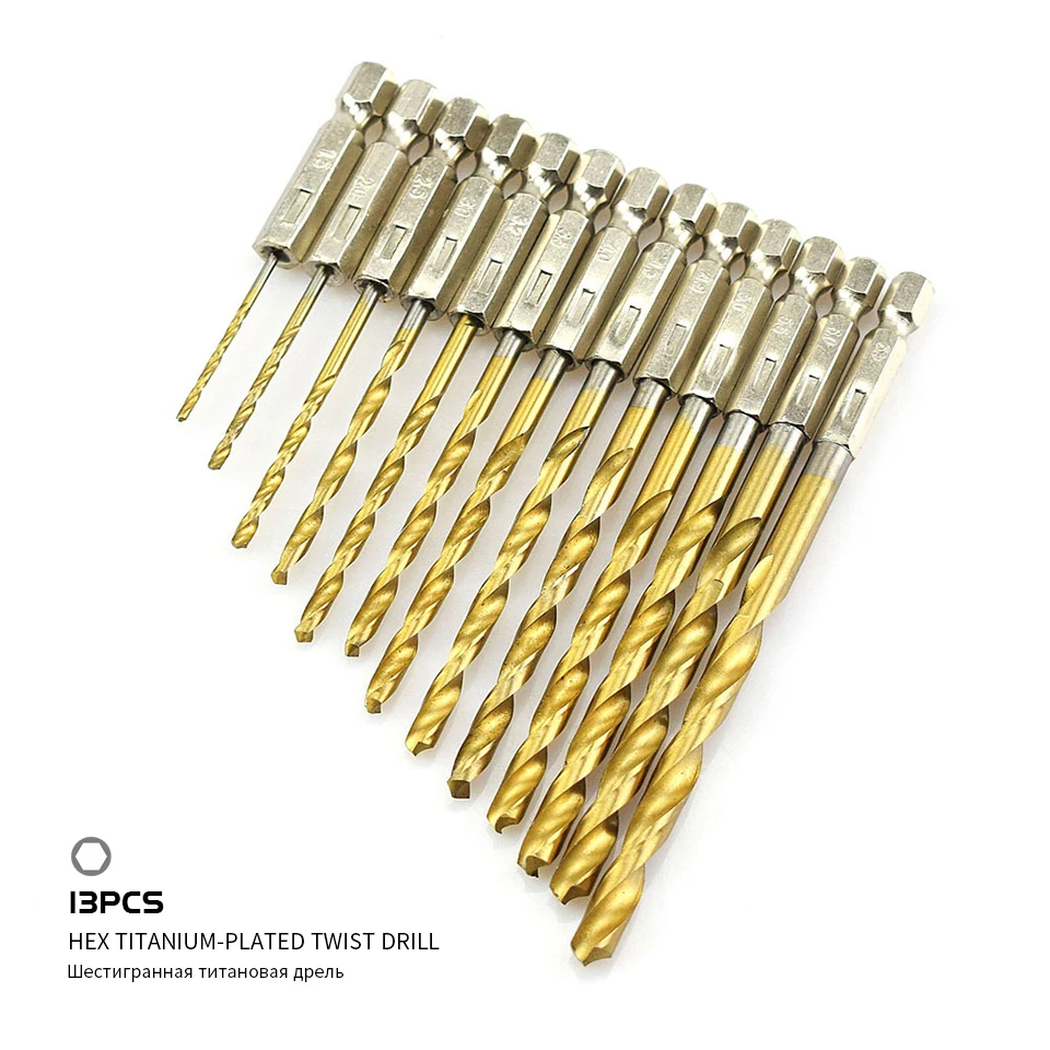 

High Speed Steel Drill Bits For Metal 13pc Hexagonal Handle Twist Drill Bit Brocas Para Metal Broca Matkap Ucu Punte Trapano
