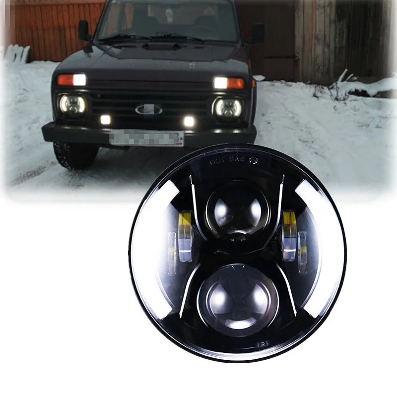 7 &quotсветодиодный фар Белый Halo Angel Eye &amp DRL светодиодный S света объектив для Jeep wrangler