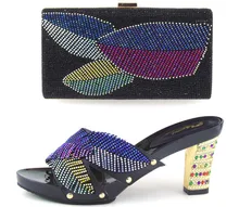 New Promotion Black Italian Shoe Bag Set High Quality African Women Shoes and Bag To Match for Parties Ladies Shoes CT16-42