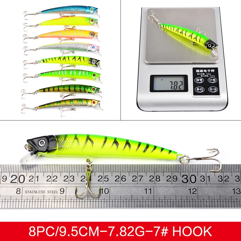 43 Pcs//set Mixed Fishing Lure Set Artificial Fishing Lure Kit Wobblers Minnow