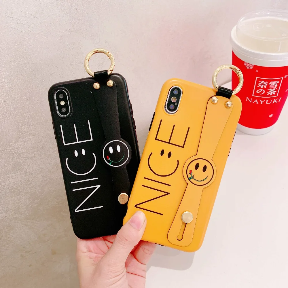 

Fashion Wrist Strap Hard Case For iPhone 7 Plus 8 Plus Case Soft Phone Cover For iPhone 6 6S Coque For iPhone XS Max XR Case