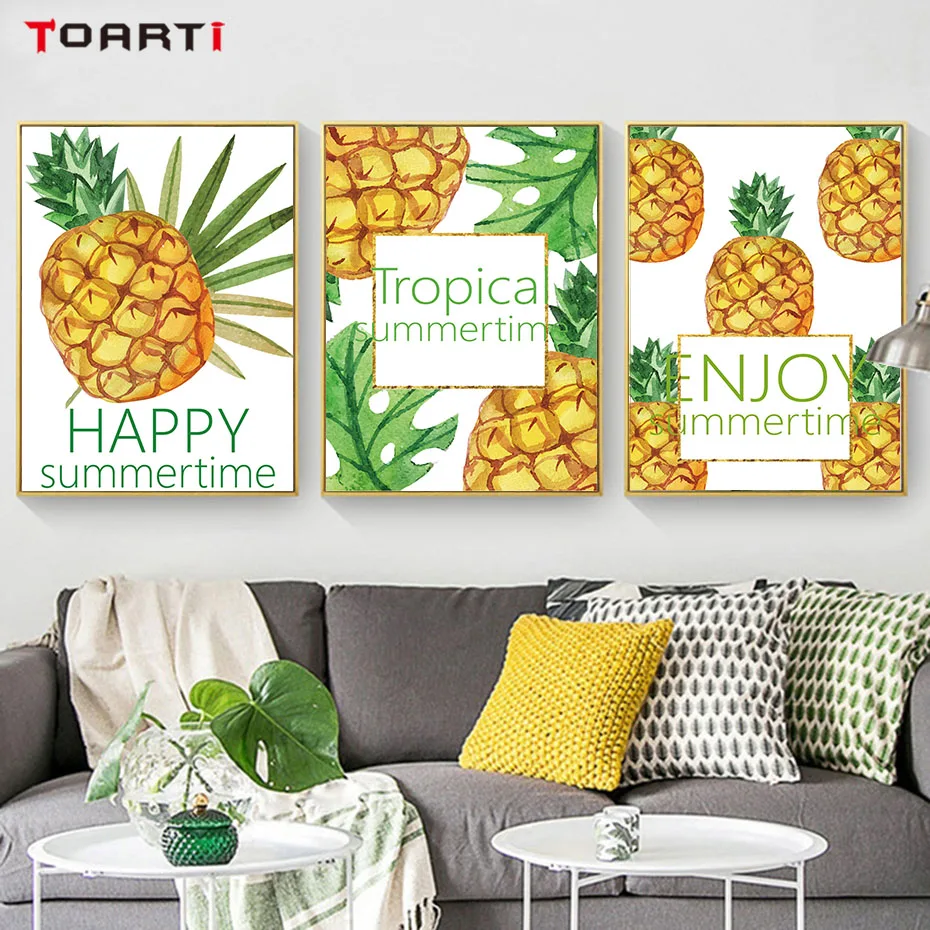 Tropica ананас счастливое летнее время Холст Искусство Живопись постер и печать