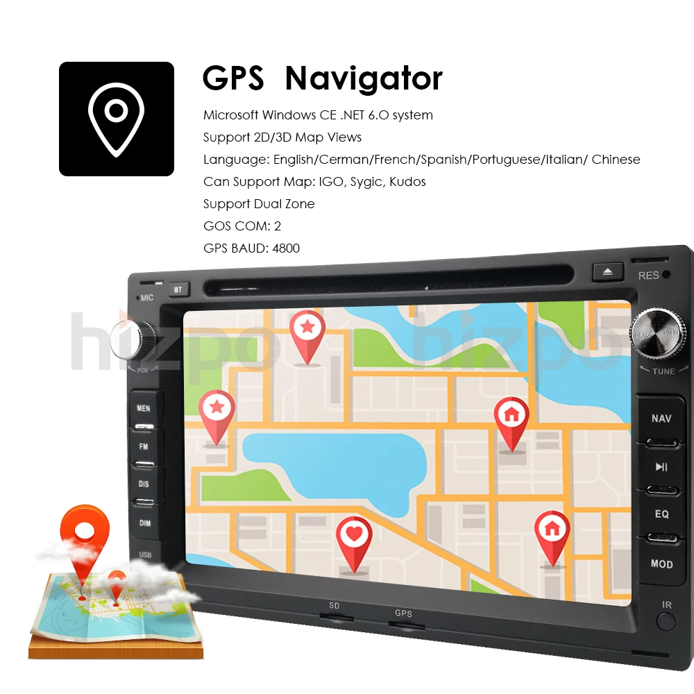 Cheap 7" Car DVD Player for VW Golf 4 T4 LUPO POLO Passat B5 Sharan with RDS BT GPS Bluetooth Radio Canbus SD USB Free Camera Map card 7