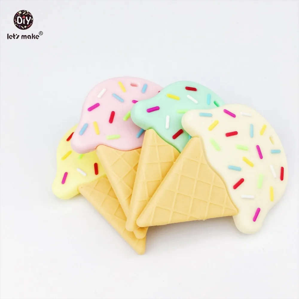 

Let's make Silicone Ice Cream Teether 5pcs Nursing Accessory DIY Teething Necklace Food Grade Silicone Shower Gift Baby Teether