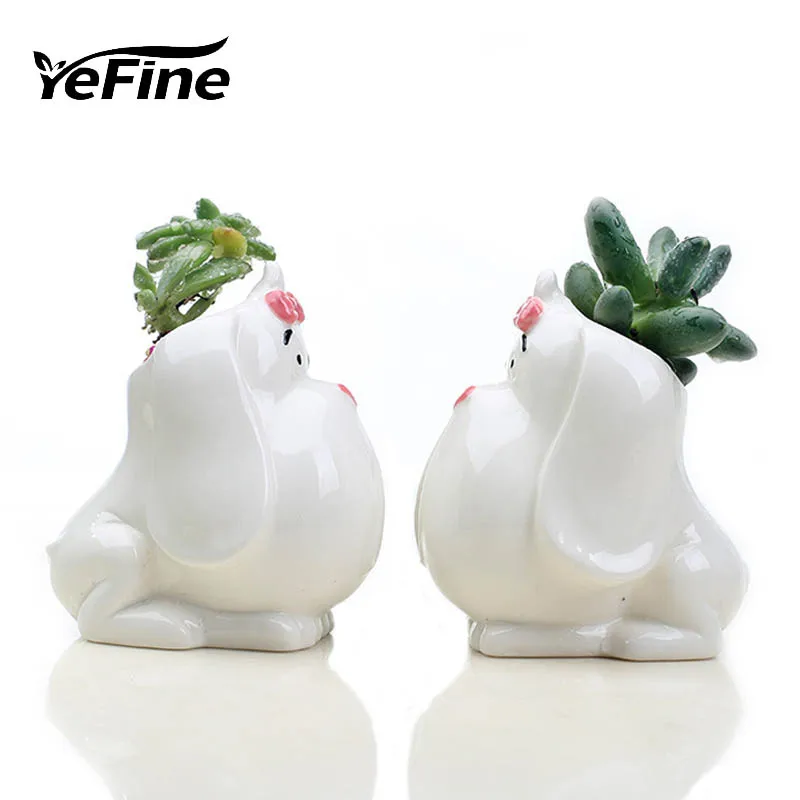 

YeFine Flower Pots Decorative Ceramics Creative Dog Pattern Design Succulent Plants Green Desktop Flower Pot Bonsai Planter