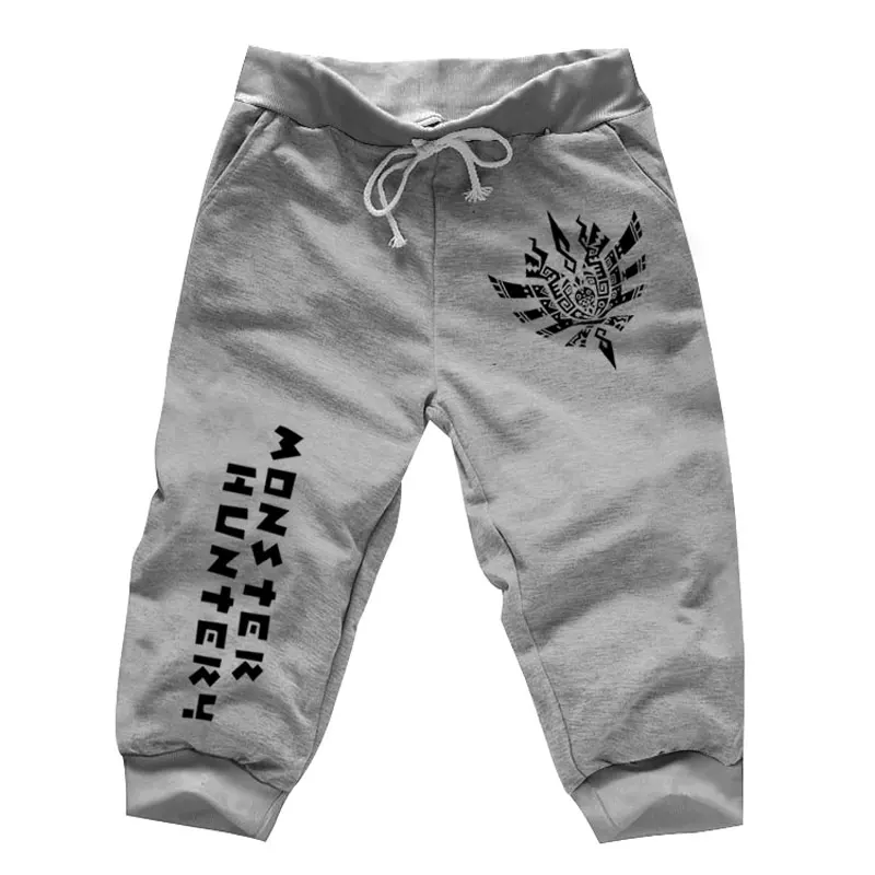 Аниме монстр Охотник с буквенным принтом Jogger шорты для спортзала хлопок хип-хоп повседневные короткие гаремные брюки костюм с карманами брюки - Цвет: Gray
